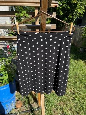 Philosophy Black A-Line Skirt with White Polka Dots